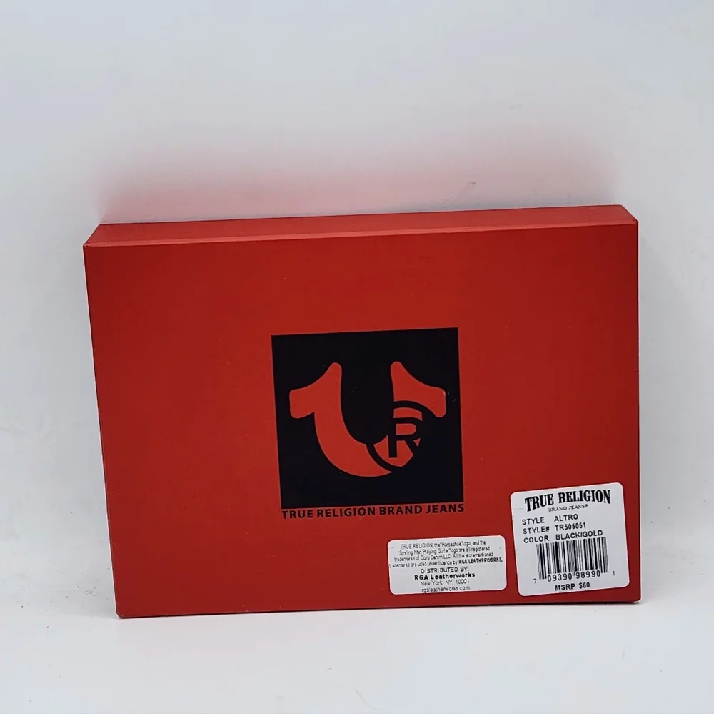 NIB True Religion Altro Bifold Wallet & Gold Horseshoe Carabiner Gift Set